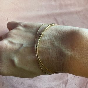 Banana Republic: Genuine leather and gold colored chain, double strand bracelet.